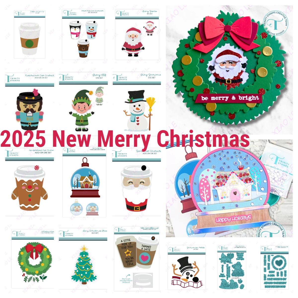 

Christmas Sentiment Die Holiday Wreath Metal Cutting Die Stamps Scrapbook Embossed Paper Card Album Craft Template Cut Die New