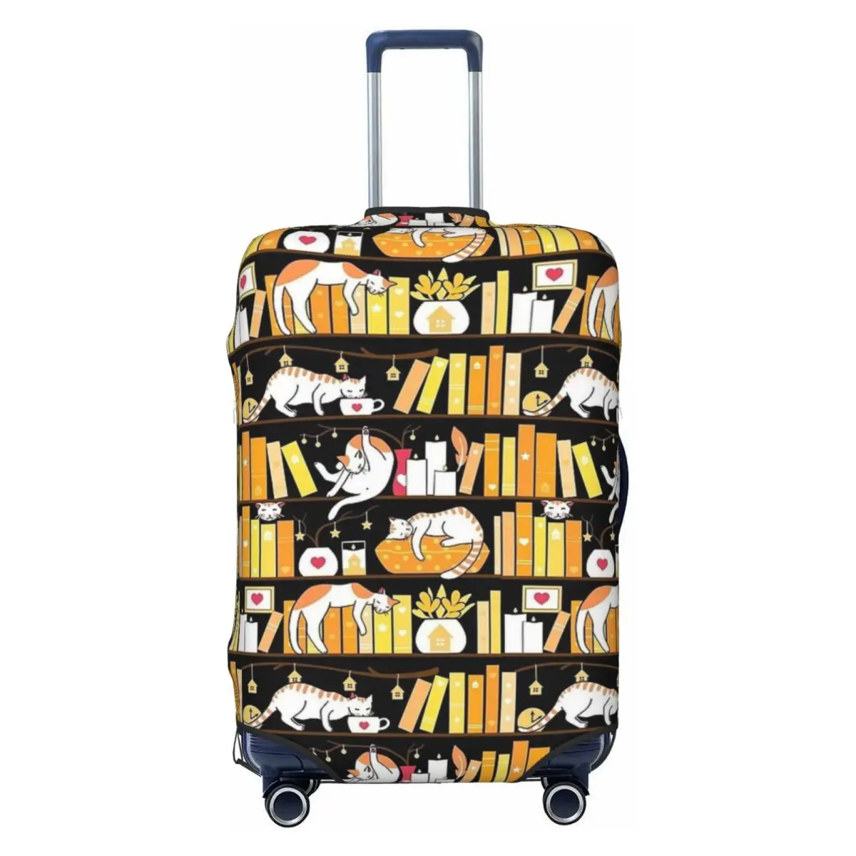 

Library Cats Golden Sunshine Suitcase Cover Business Protector Vacation Useful Luggage Supplies