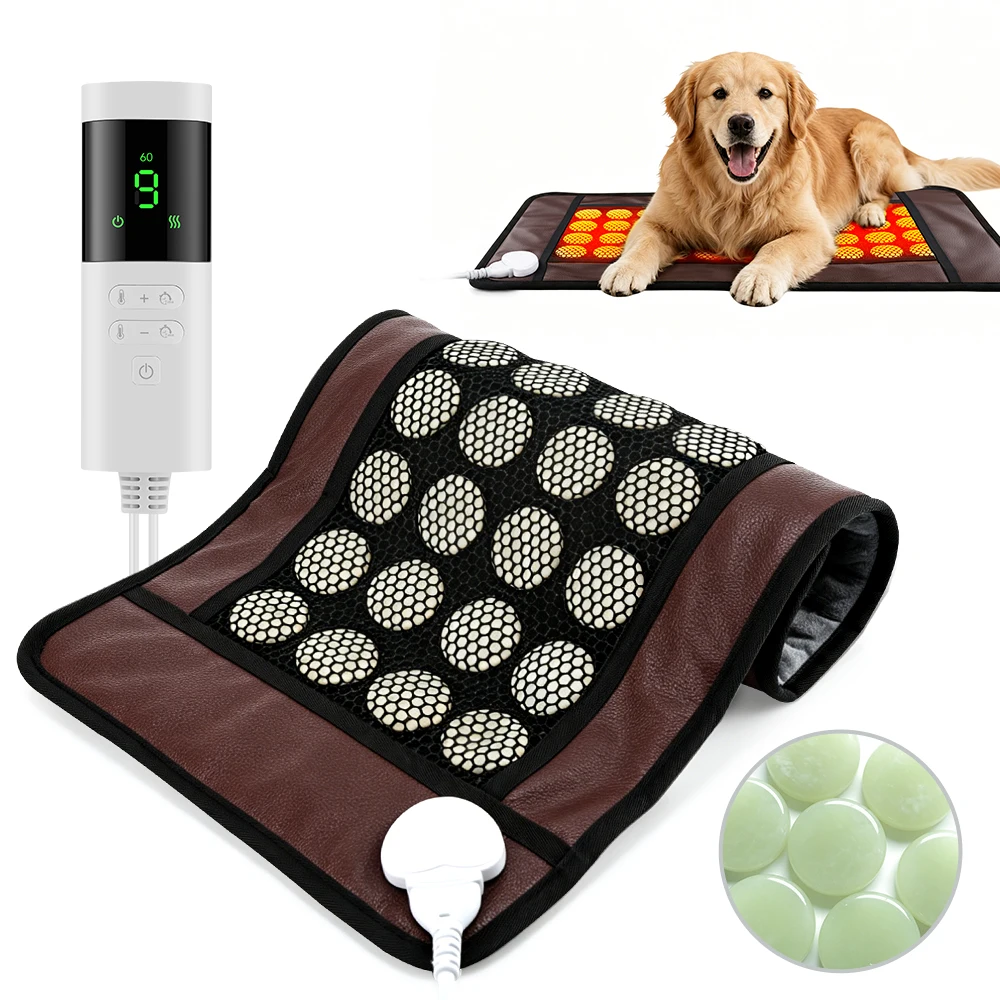Heated Seat Cushion with 36 Jade Stones, 9 Temperature 4 Timer Double Sided Electric Heating Pad for Office Chair Home Winter