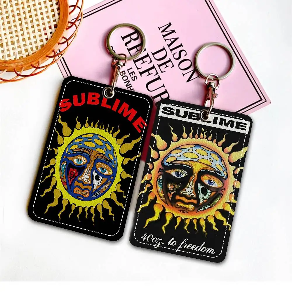 S-Sublime Band 1 قطعة حامل بطاقة جلدية PU المفاتيح حلقة رئيسية قفل الباب الوصول العلامات بطاقة الهوية حافظة بطاقة المفاتيح #3