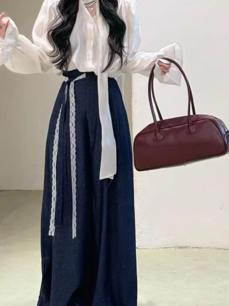 2025 super hot spring outfit set, new women's chic Korean style outfit, age reducing wide leg pants two-piece set for spring