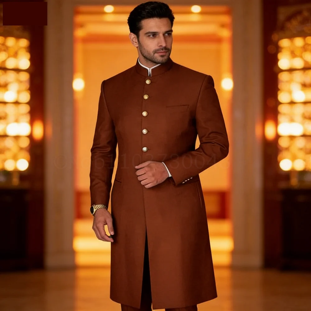 

Костюм для жениха и свидетелей на свадьбу, 2 шт., синий, с уникальным воротником, однобортный, длинный пиджак и брюки, приталенный крой, мужская одежда для церемоний