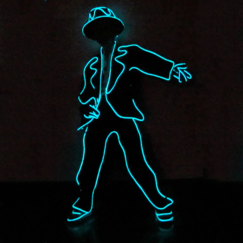 

EL Wire Light Up MJ Костюм DIY Cool Strip Дети Дети Выступление Ночное Шоу Светящийся Яркий Костюм Танцевальный Флуоресцентный Реквизит