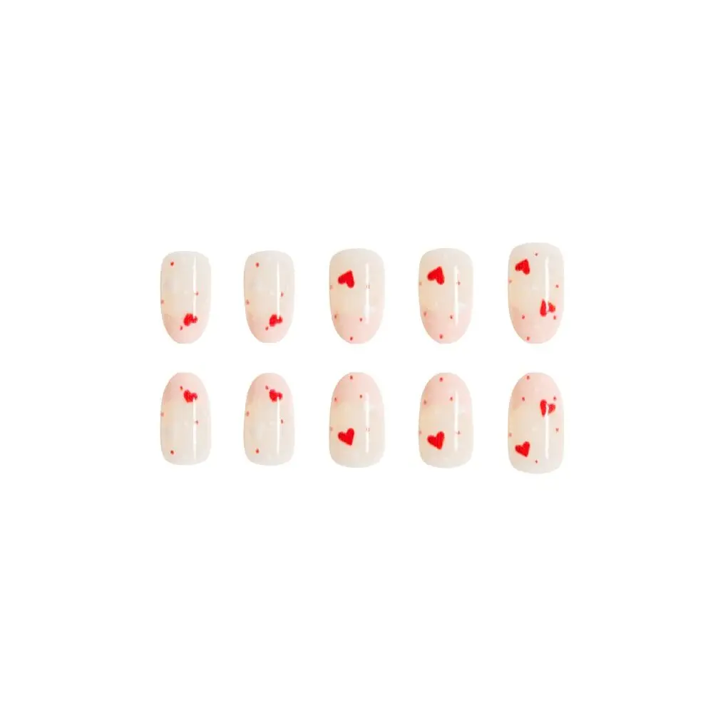 أظافر صناعية جديدة لعيد الحب، أظافر صناعية مربعة اللوز الفرنسي، غطاء كامل قابل للفصل، أطراف أظافر للنساء والفتيات #2