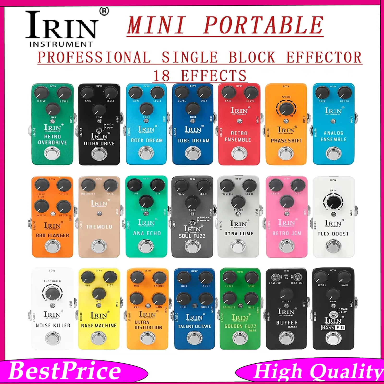 IRIN New Pattern Electric Guitar Effects Pedal  Dynamic Compression Retro Overload Gain Overload Free Match According Needs