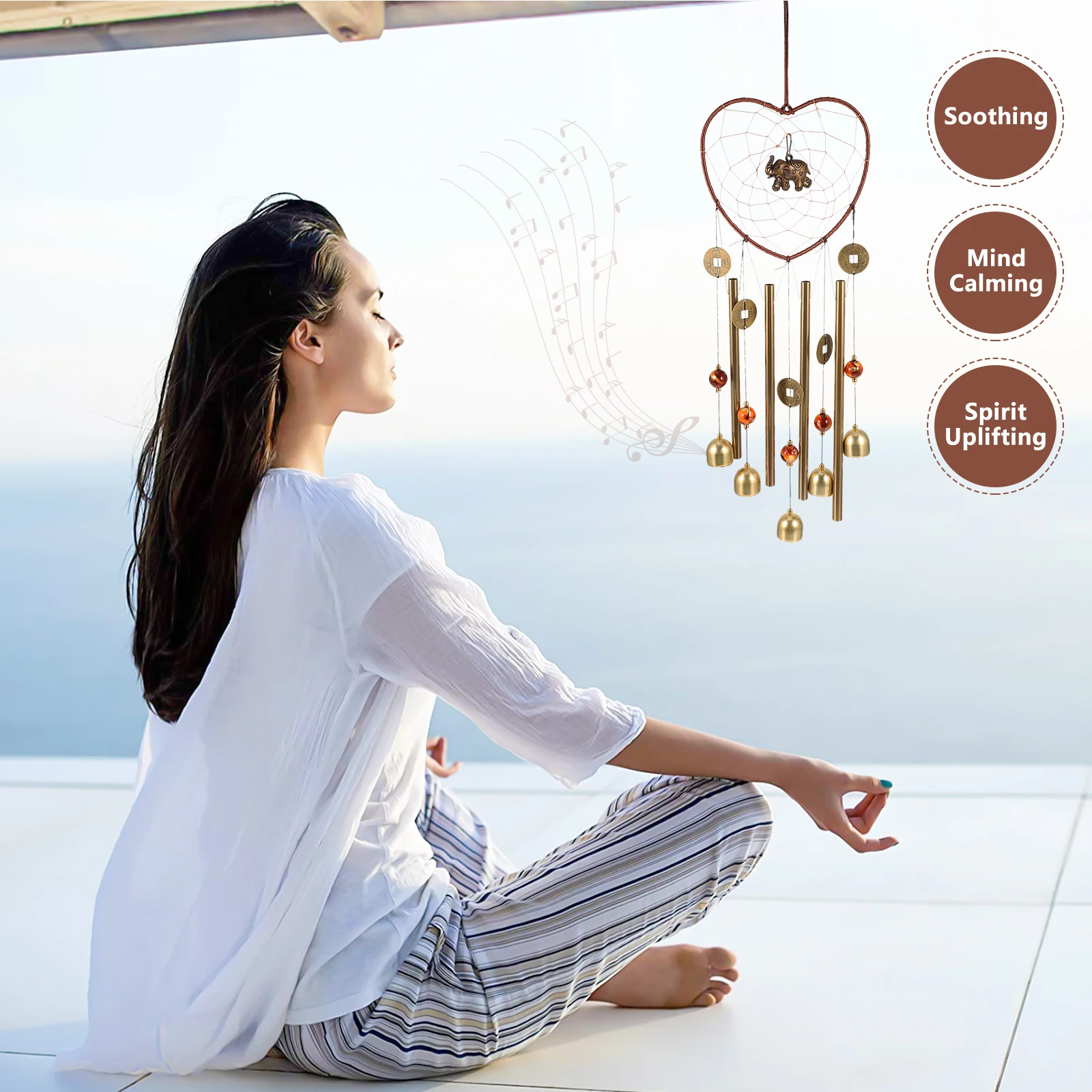 

Heart Shaped Wind Bell Pendant Home Decor Wedding Party Wind Chime Dream Catcher Gift Dream Catcher