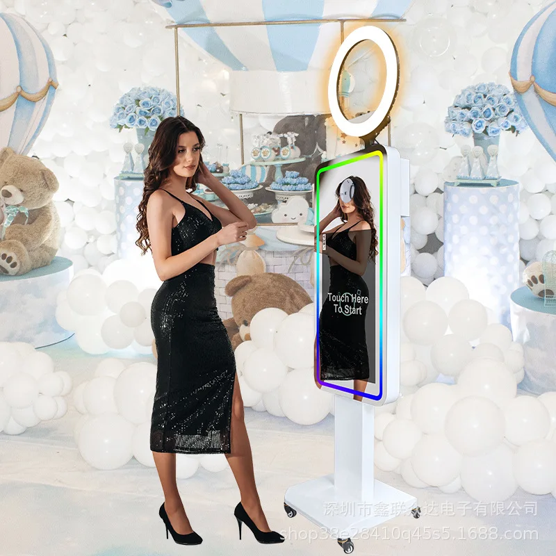 USA Europe Warehouse Ship 21.5inch LCD Touch Screen Camera Photo Booth Kiosk DSLR Selfie Mirror Metal Tempered Glass Party