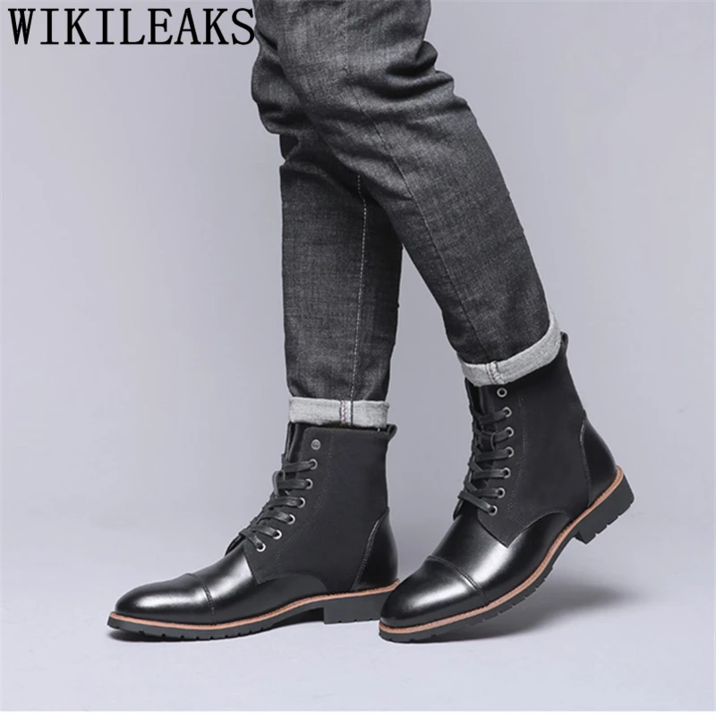 Fashion Men Leather Boots Plus Size 47 48 Designer Winter Boots Men Casual Shoes Brand Snow Boots Men Designer Shoes Black Dress