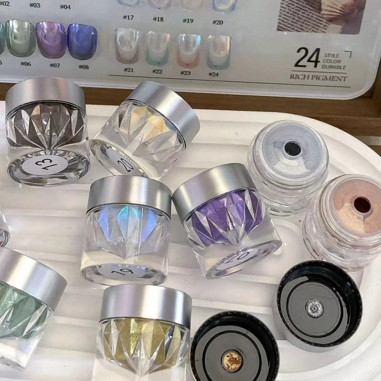 High-End Nail Art Set, 24 Colors Moonlight Mirror Powder Kit, Ultra-Fine Glitter, Japanese Style, Perfect for All Occasions - Image 4