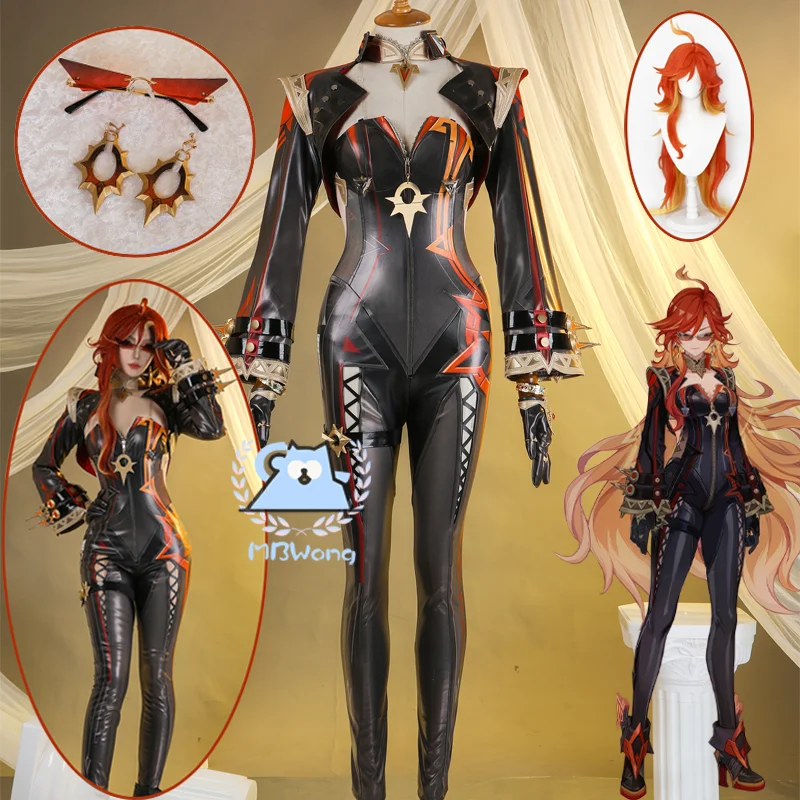 Genshin Impact Mavuika Cosplay Kostuum Pruik Uniform Oorbellen Zonnebril Pyro Archon Natlan God Van De Oorlog Halloween Feest Vrouwen Rekwisieten