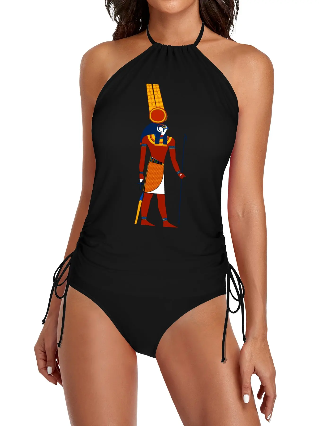 

Montu Egyptian Gods, Goddesses, and Deities Split Swimsuit Set Women's summer tunic beach dresses for women