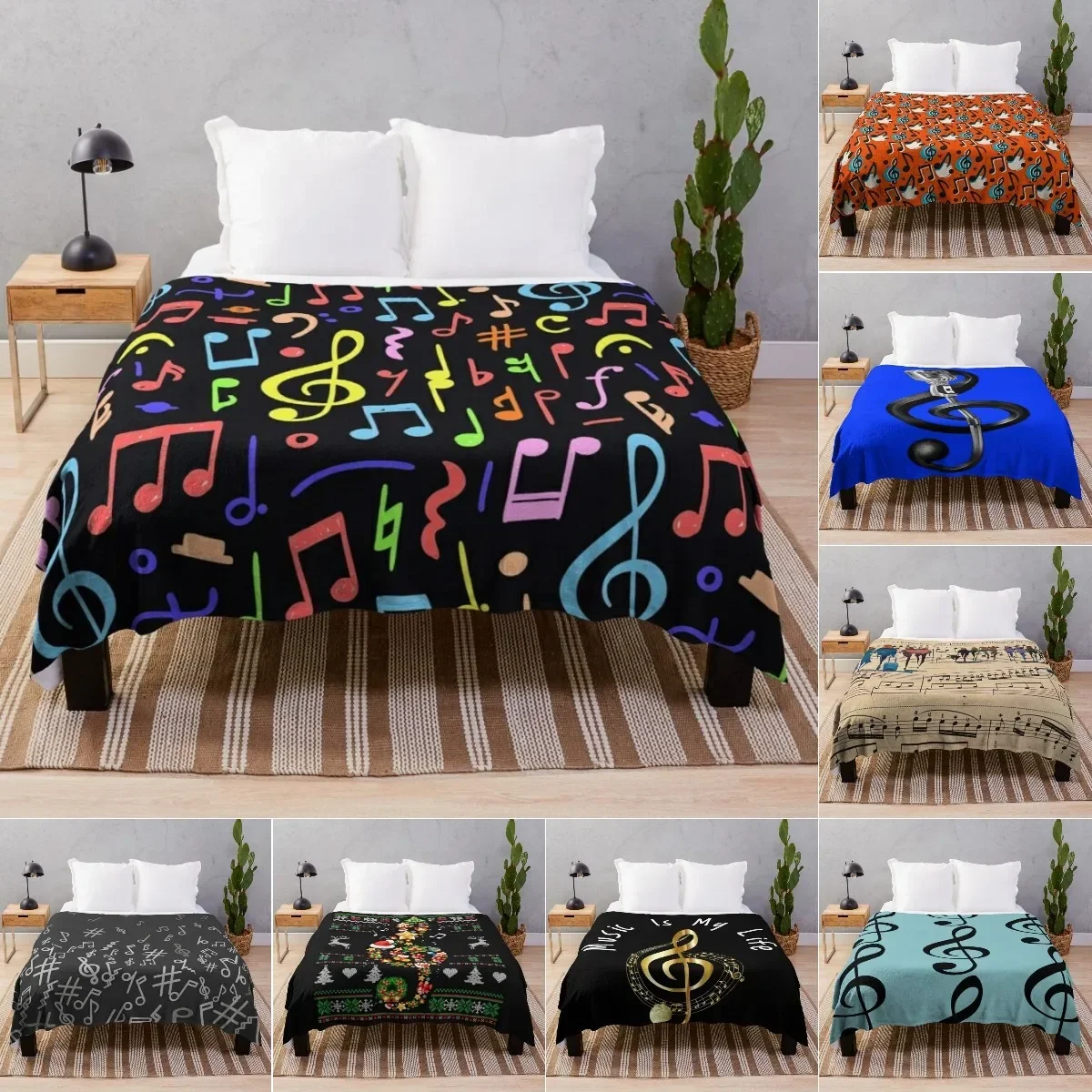 

Music Note Blanket Print Throw Blanket Soft Comfortable for Sofa Chair Bed Office,Fuzzy Flannel Daughter Blanket Mom Friend Gift