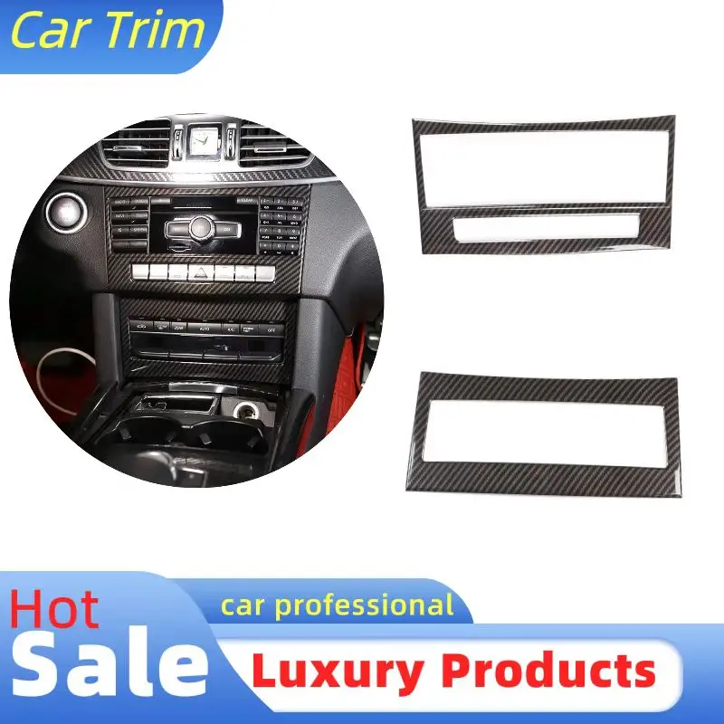 Car Central Control Volume CD Button Frame Panel Cover Sticker For Mercedes Benz E Class W212 2014-2015 ABS Plastic Carbon Fiber