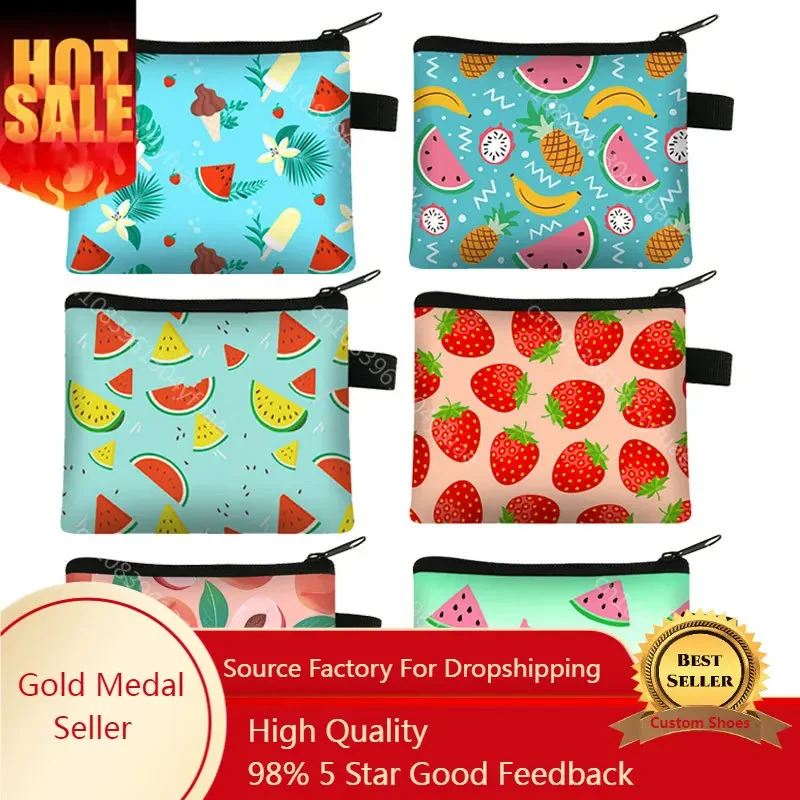 

ALL Fruits Coin BAG - Small New Watermelon strawberry Print Coin Purse Wallet Pouch kid's Coin BAG Pouch Wallet