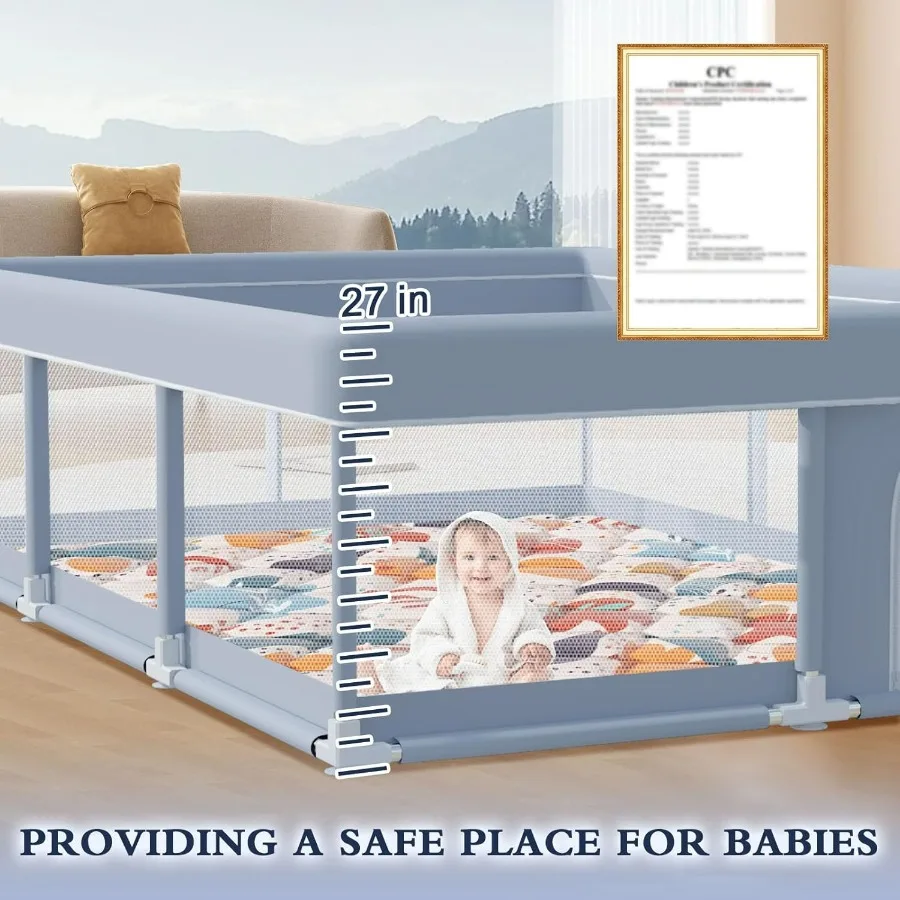 Box per bambini da 74 x 50 pollici con tappetino Box per neonati e bambini piccoli Parco per bambini per recinzione di gioco per centro attivo per interni ed esterni con