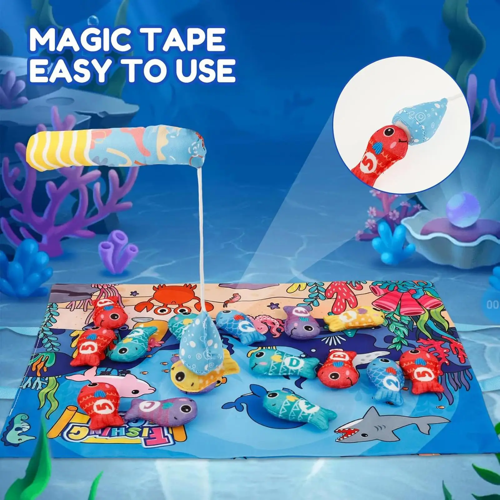 Brinquedo de classificação de cores para crianças, brinquedo de tecido para aprendizagem de números de cores, jogo de pesca, atividade de classificação para crianças de 0 a 36 meses e meninas