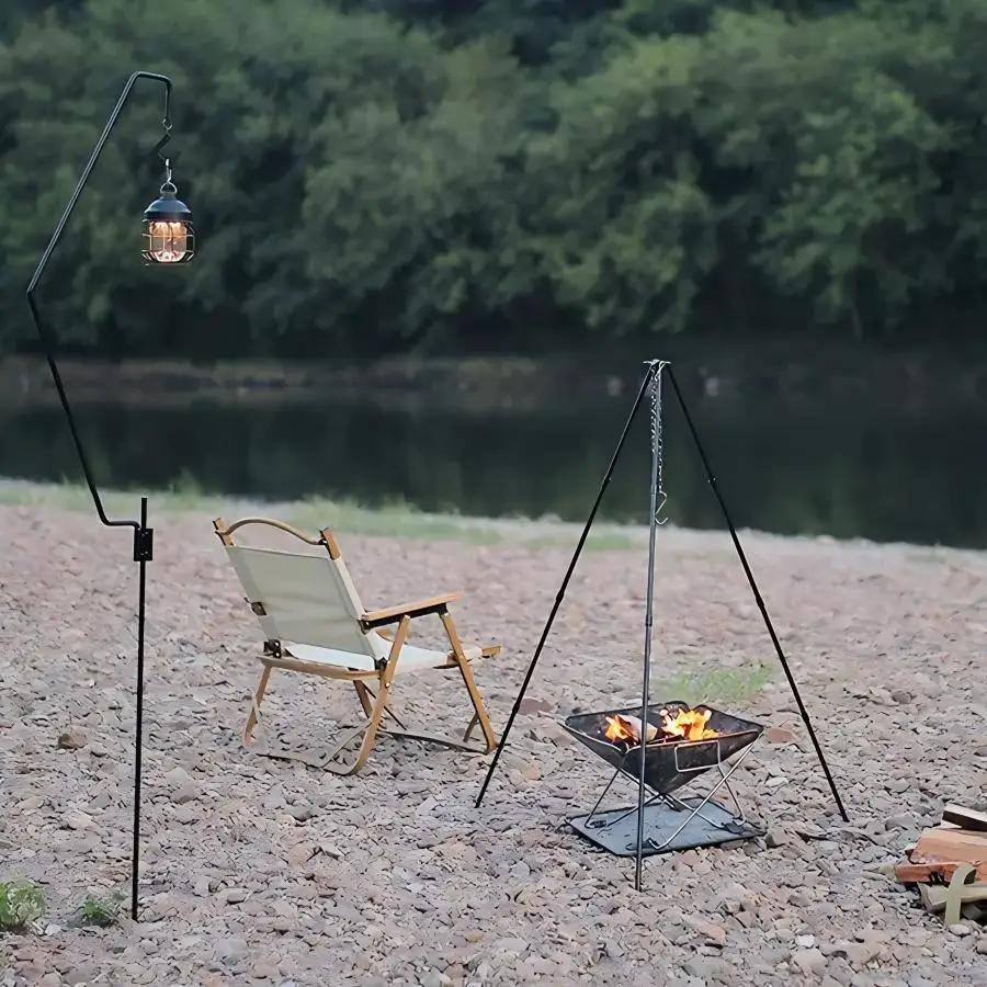 Camping Campfire Tripod Adjustable Hanging Pot,Stable Campfire Cooking,Picnic Essential,Compact and Lightweight Easy Carrying