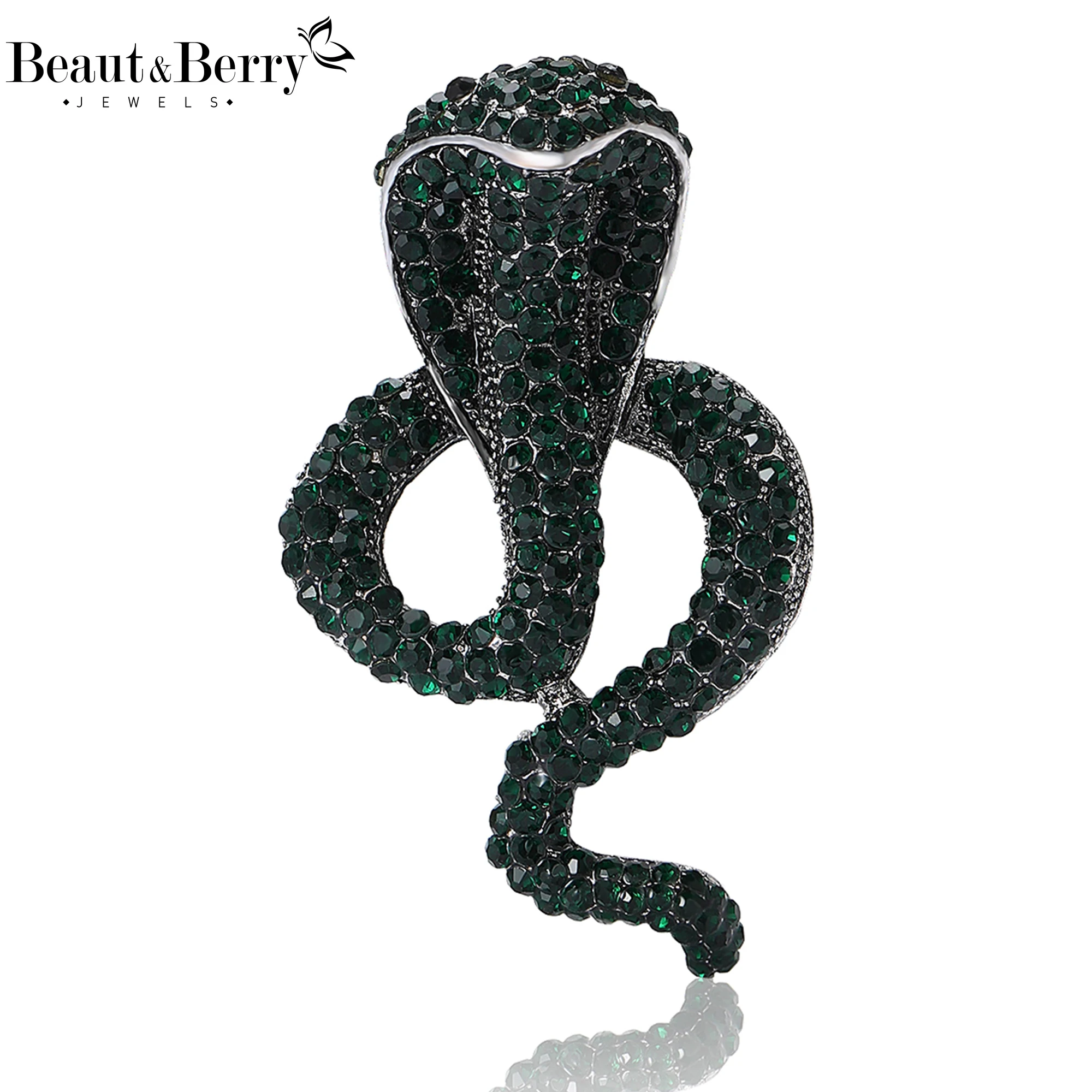 Beaut&Berry Shining Crystal Snake Brooches for Women Unisex Animal Pins Casual Party Accessories New Gifts Friends Decoration