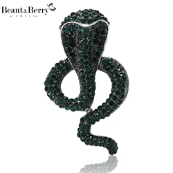 Beaut&Berry Shining Crystal Snake Brooches for Women Unisex Animal Pins Casual Party Accessories New Gifts Friends Decoration