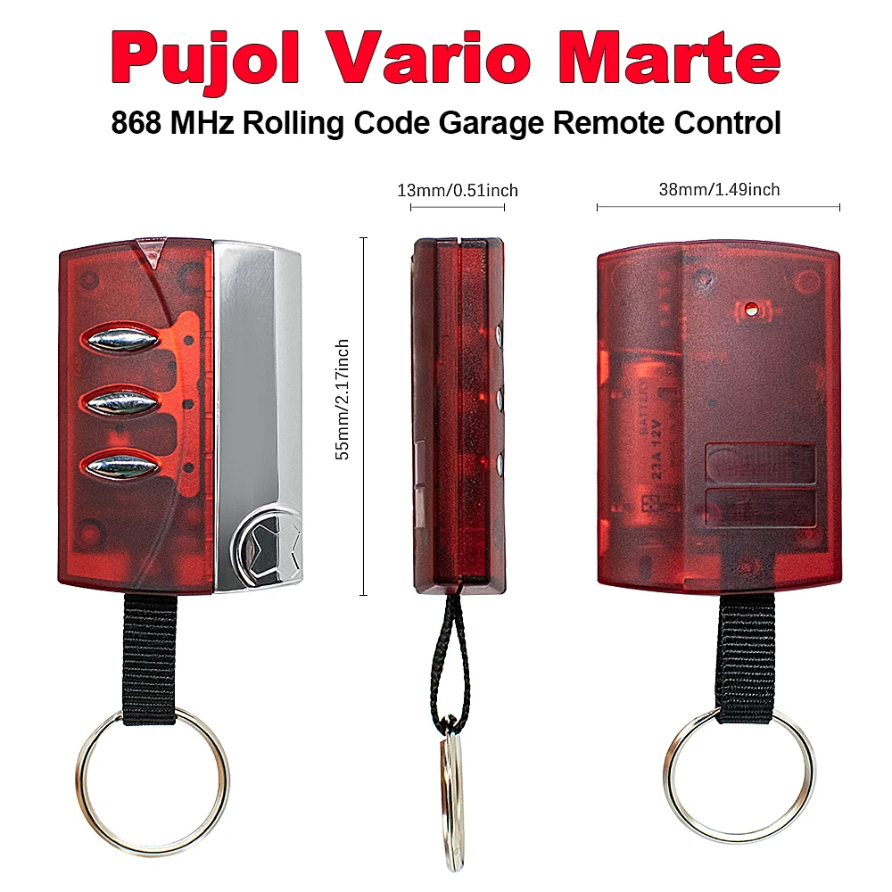 Pujol Vario Marte 868 MHz Rolling Code Garage Remote Control
