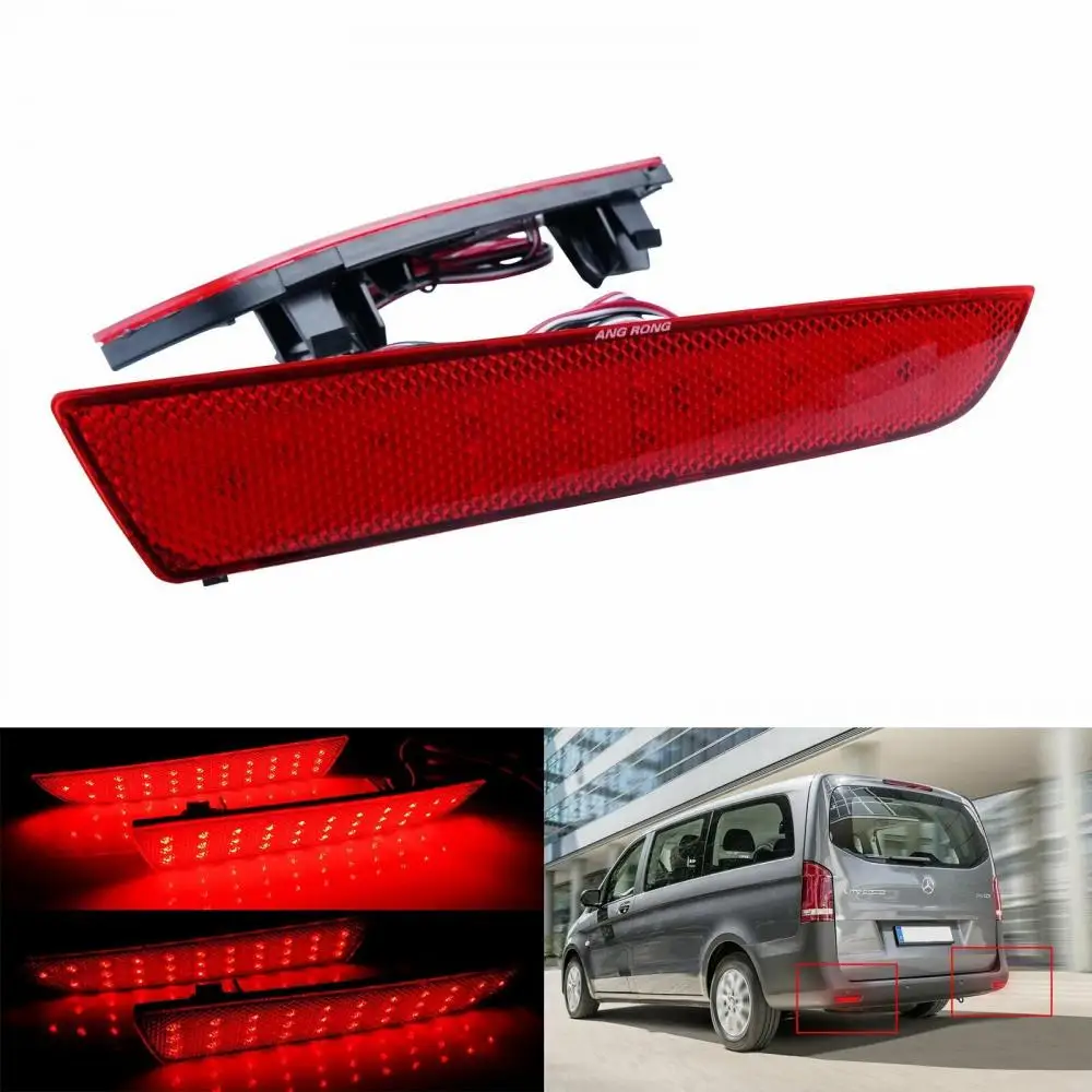 

LED Rear Bumper Reflector Tail Brake Stop Light Red Lens For Mercedes Benz W447