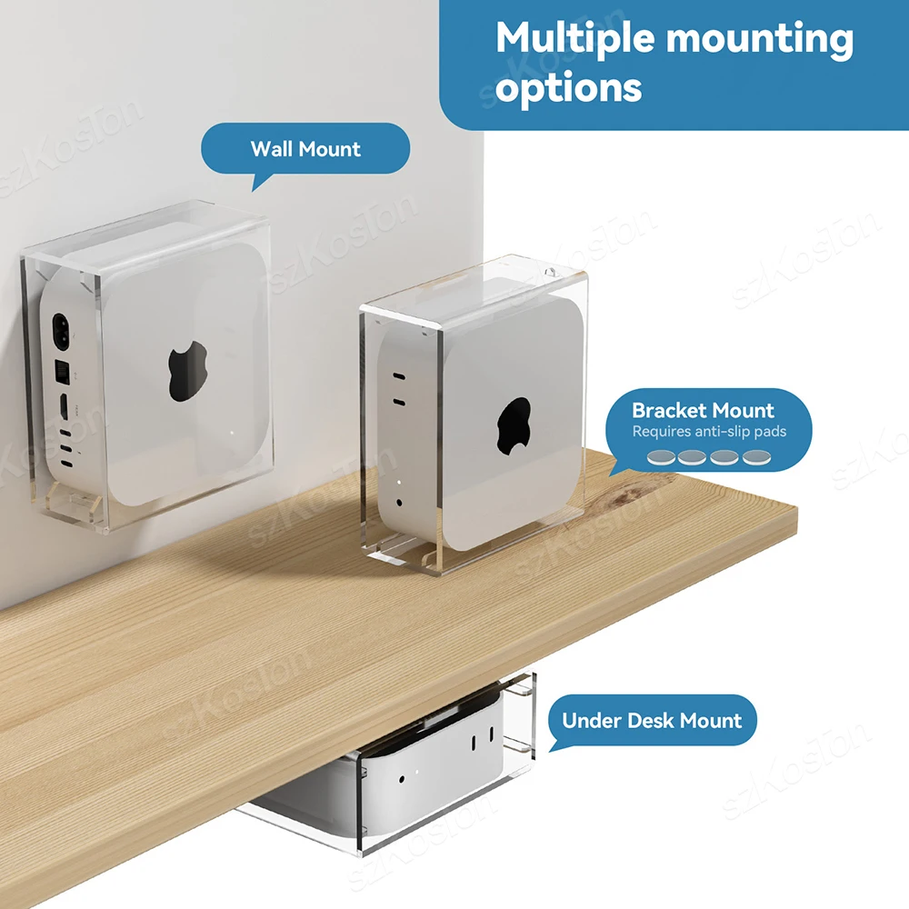 Para Apple Mac Mini M4/M4 Pro 2024 soporte de escritorio Vertical acrílico funda protectora de pared y soporte debajo del escritorio para Mac Mini M4 Pro PC