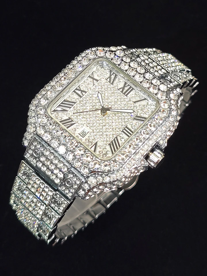 Men's Hip Hop Quartz Watch Fashion Iced out Diamond Men Watch