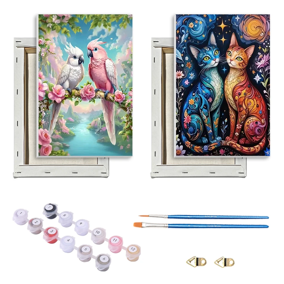 

SDOYUNO Painting Paints By Numbers Easy Draw For Beginner Animals Canvas 20x30cm With Frame Acrylic Paints Valentines Day Gift