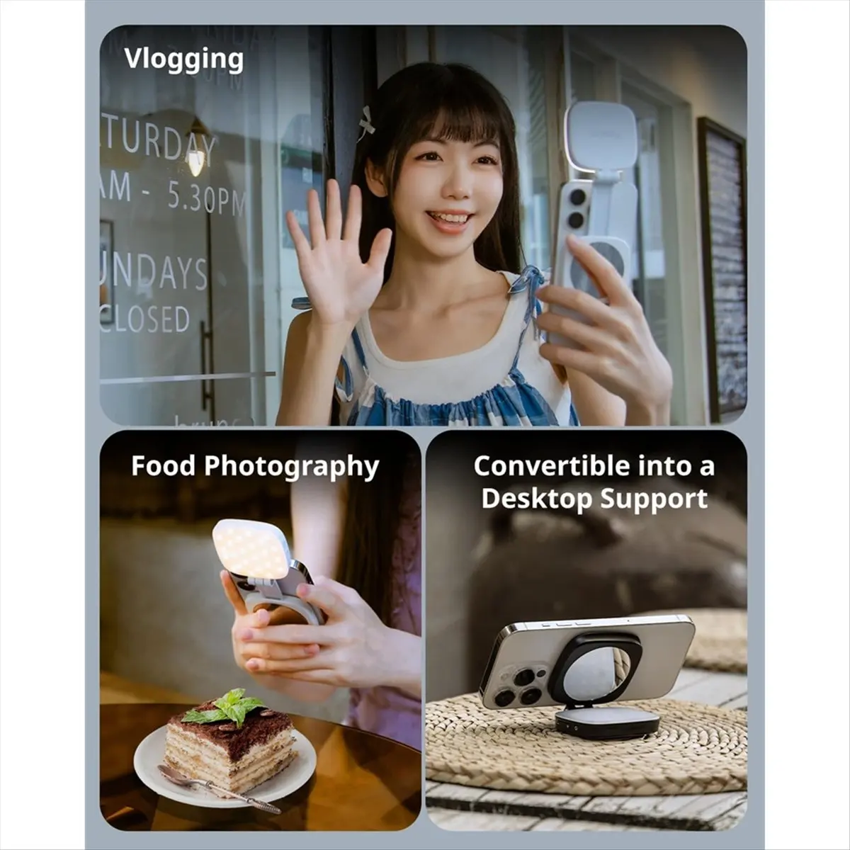 

MYdaY- Magnetic Selfie Light for IPhone, Phone Light with A Mirror, Attachment for MagSafe, for Selfies, Video Conference