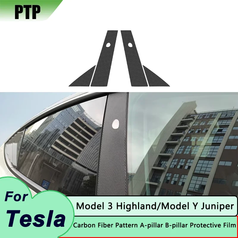 

Carbon Fiber Sticker for Tesla Model 3 Highland 2024-2026 Model Y Juniper 2025-2026 A-Pillar B-Pillar Protection Film Modificati