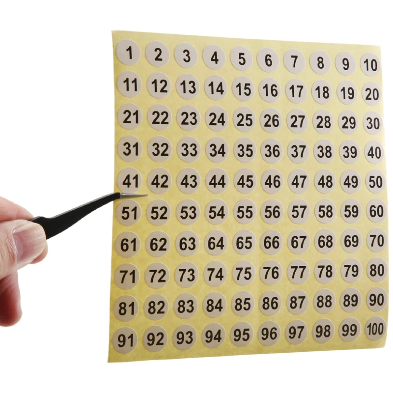 100 Sheets Number Labels Stickers 1-100 Numbers Round Stickers 0.4 Inch Small Self-Adhesive Number Labels For Office