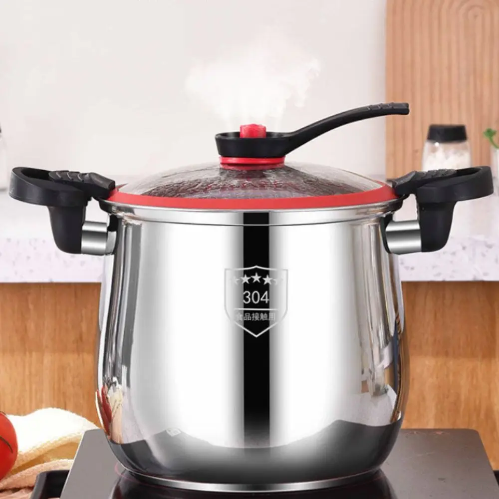 Durable 304 Stainless Steel Micro-Pressure Cooker Large Capacity Anti-scalding Soup Pot Non-Stick Stockpot Porridge
