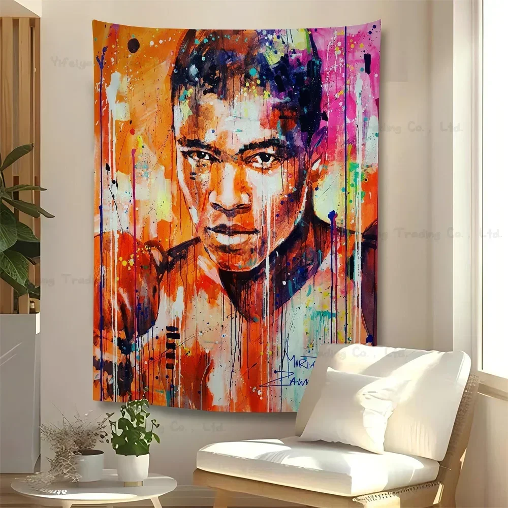 boxer Mike Tyson Muhammad Ali Motivational Colorful Tapestry Wall Hanging Hanging Tarot Hippie Wall Rugs Dorm Wall Art Decor