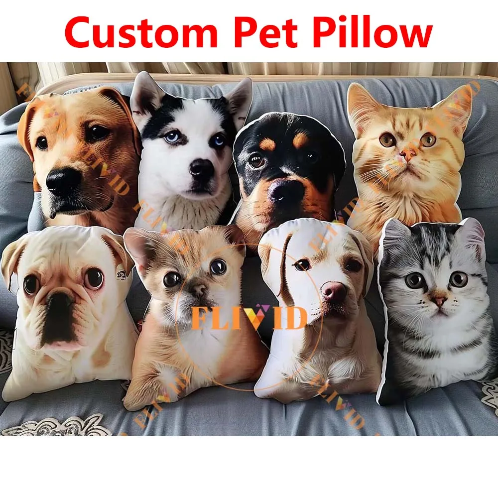 Customized 3D Pet Throw Pillow,Custom Dog/Cat Pillows,Personalized Portrait Animal Cushion,Birthday Gift,Pet Loss Memorial Gift