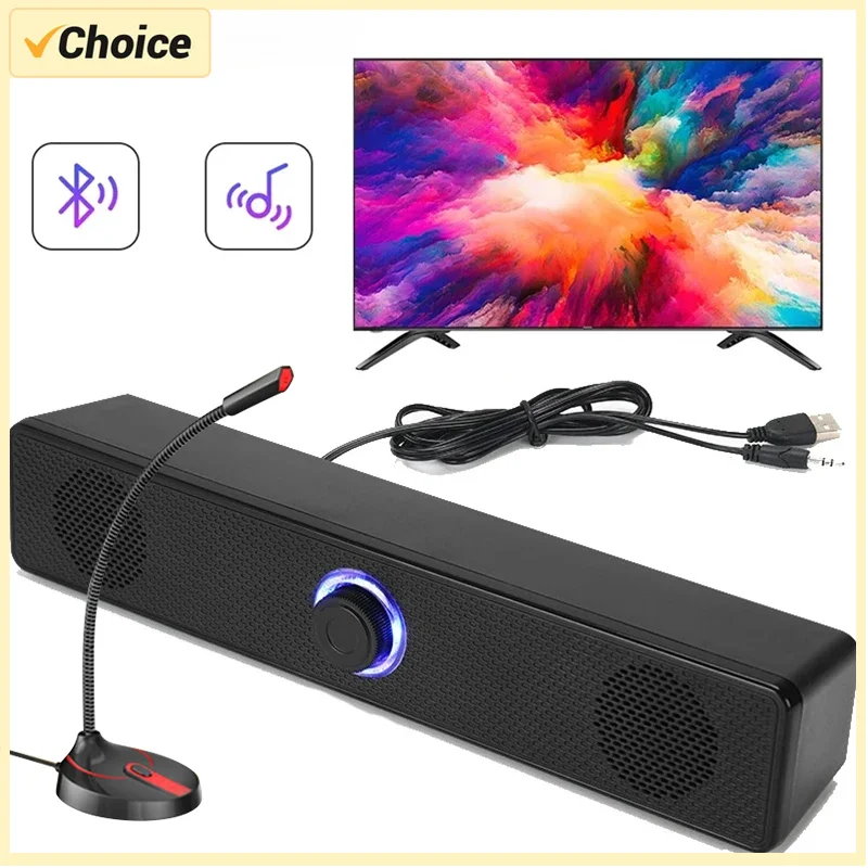 4D Computer Speaker Bar Stereo Sound Subwoofer Bluetooth Speaker Macbook Laptop Notebook PC Music Player Loudspeaker With Mic