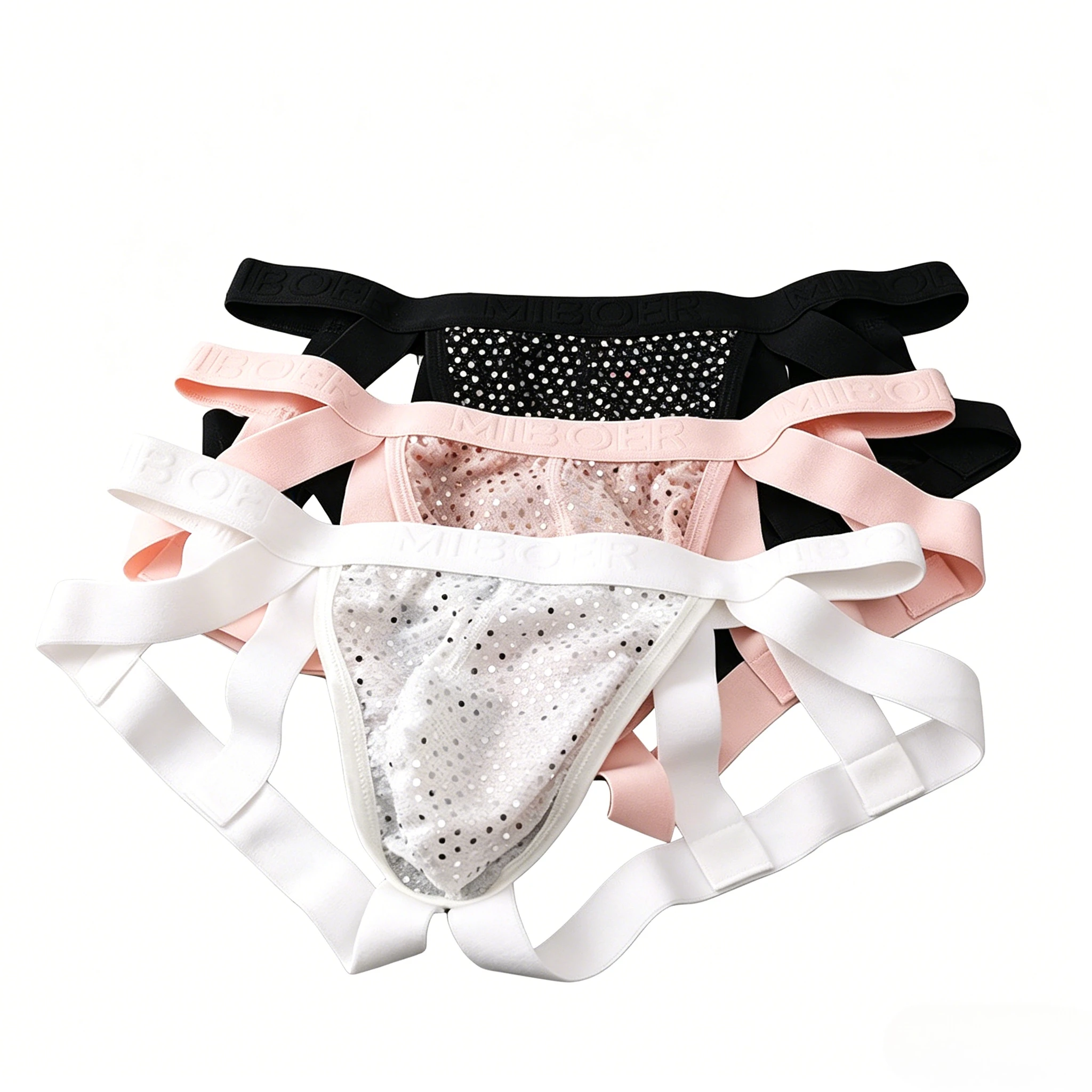 Men's Shiny Rhinestone Mesh Jockstrap Sexy Double Strap T-Back Low Rise Butt-Lifting Sport Underwear Gays Erotic Hollow Panties