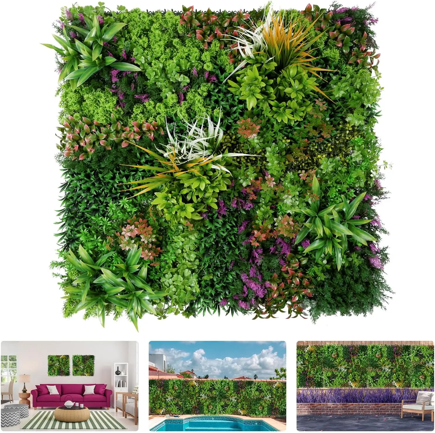 40x40 Inch Artificial Grass Wall Panel, 3D Faux Boxwood Hedge for Indoor Outdoor Garden Privacy Fence Decor