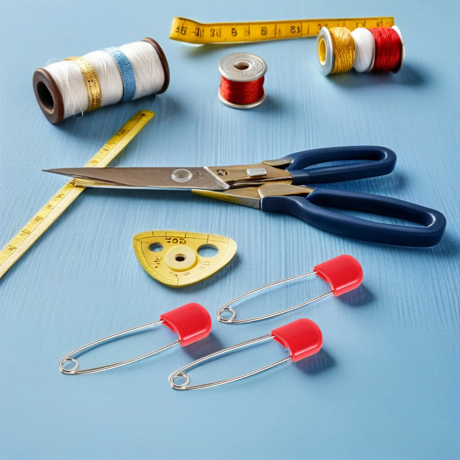 100pcs Oversized Red Stainless Steel Safety Pin Clips – Heavy-Duty Skirt Fasteners for Kids, Secure Locking Clothing Clips