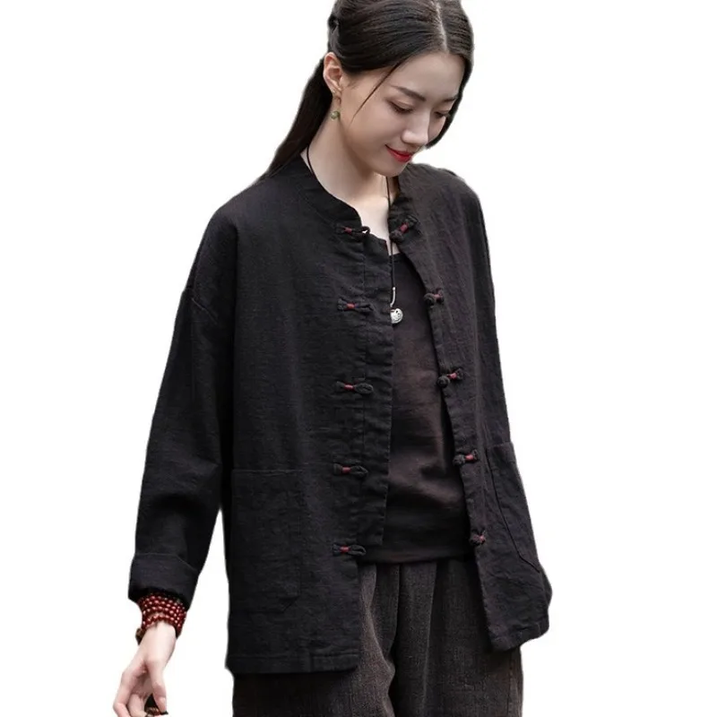 

25 New Chinese Women's Clothing, Retro Stand-Up Neck Wrap-Up Top Cardigan