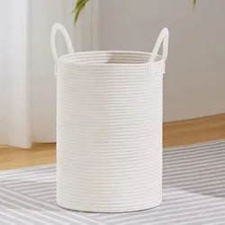 Solid White Woven Laundry Basket, Sundries Organizer, Home Organization, Storage, Baby, Children, Toy, S, M, L