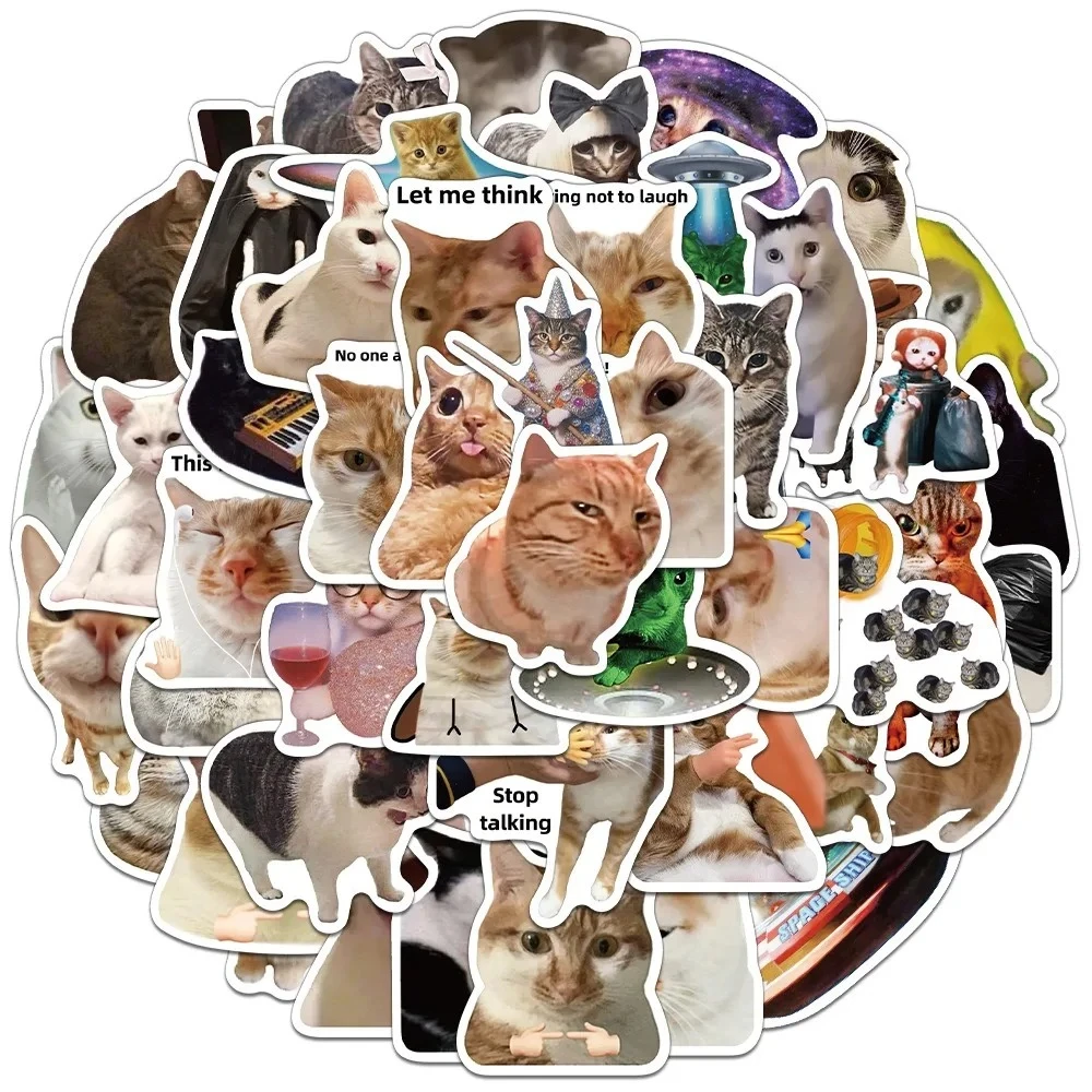 50pcs Cute Funny Animals Cat Meme Stickers Kawaii Cartoon Decals Kids Toys Laptop Notebook Luggage Motorcycle Decoration Sticker