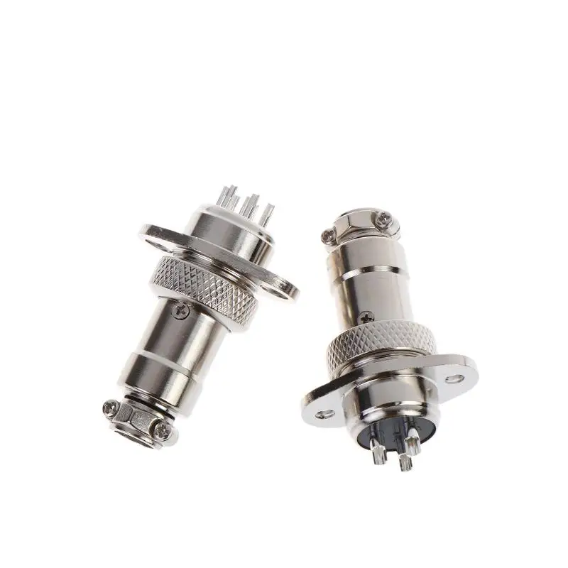 ✰✪GX16 Square Flange Plug Socket Kit 2 to 10 Pin Male Female Connector for Machinery Device Wiring Solution