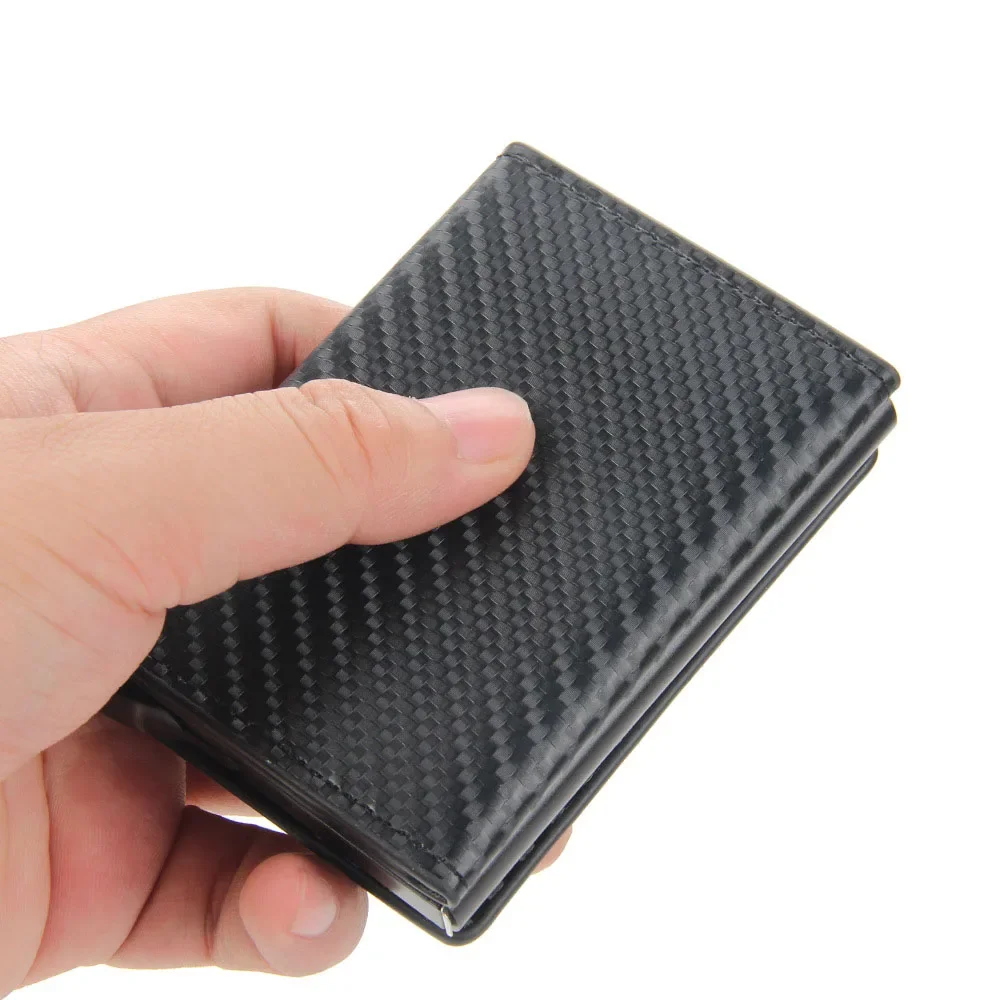 2024 Magnet Anti Rfid Blocking ID Credit Card Holder Case for Men Leather ID Bank Wallets with Magnetic Buckle Closer Cardholder