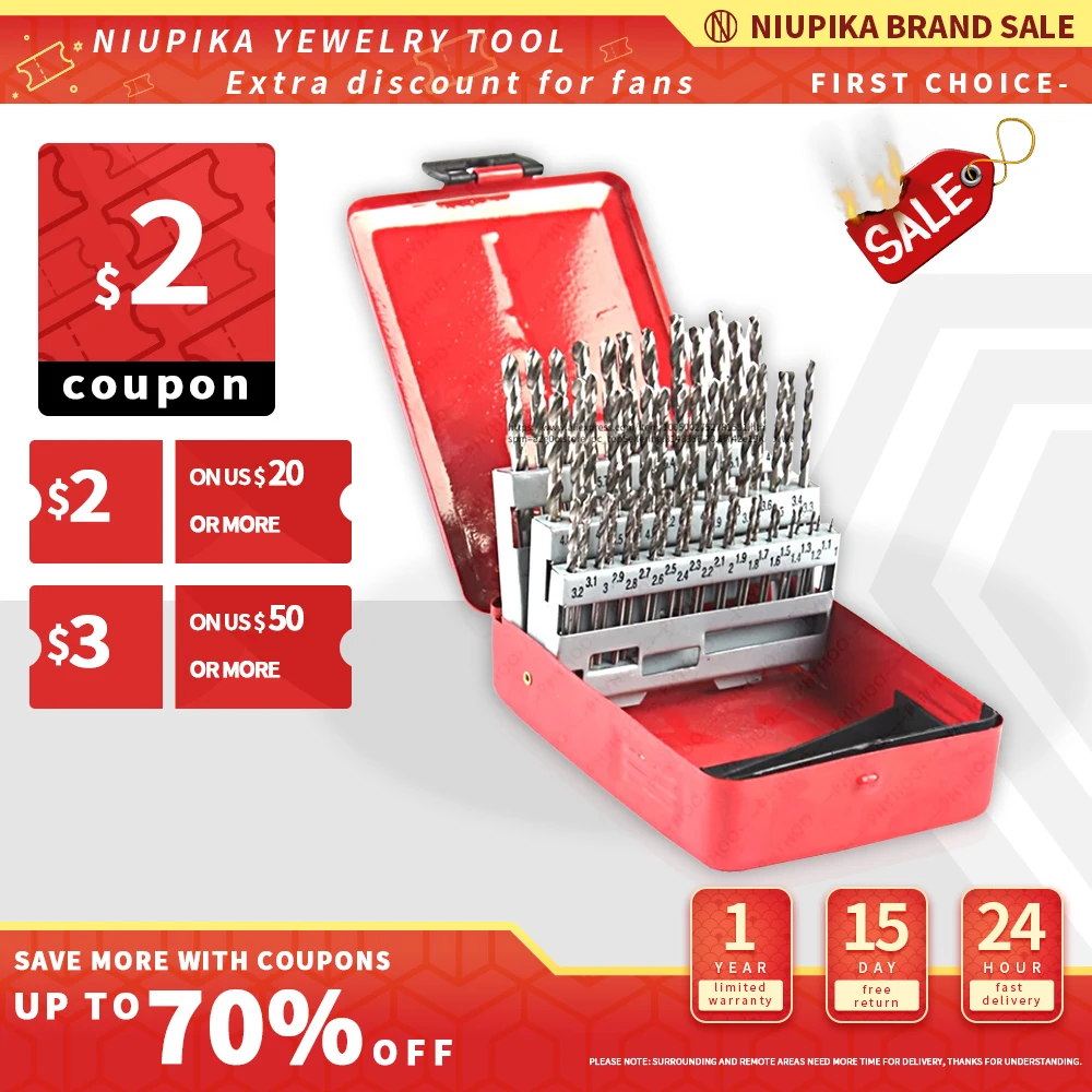 

51 Pieces of Metal Twist Drill Set Stainless Steel Drilling Wear-Resistant for Woodworking