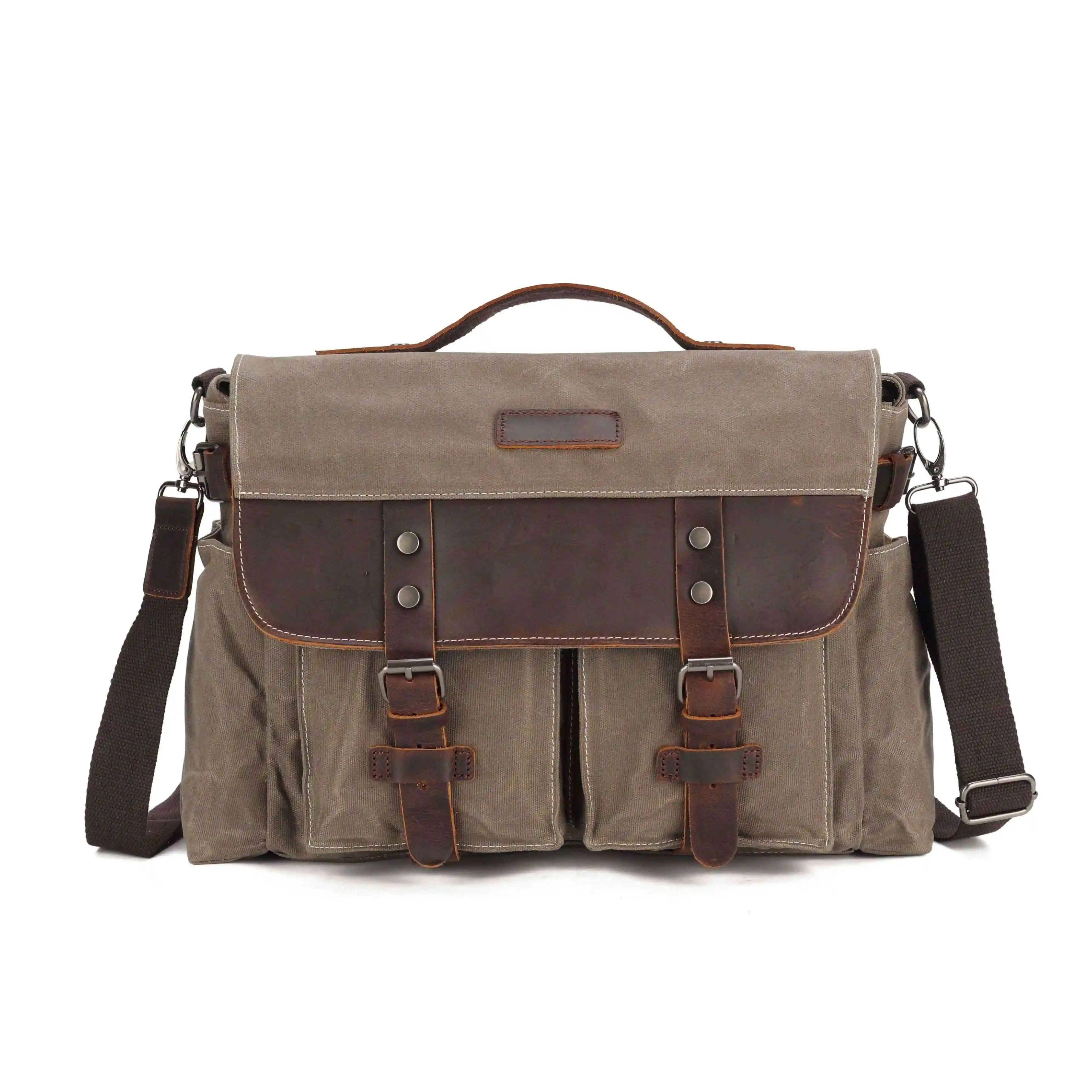 

[Сумка-мессенджер] Мужская винтажная сумка-мессенджер Водонепроницаемая вощеная парусиновая кожаная сумка Crazy Horse на плечо Повседневная спортивная сумка на открытом воздухе