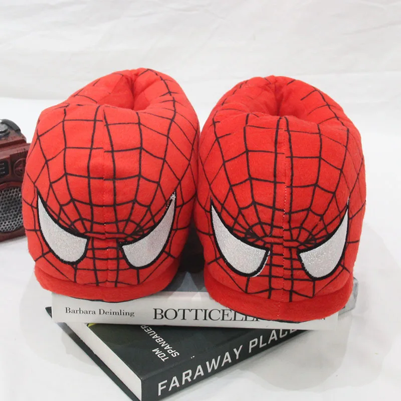 New Cartoon Spider-Man Plush Cotton Slippers For Adults Couple Men Women Indoor Home Floor Warm Slippers For Autumn Winter