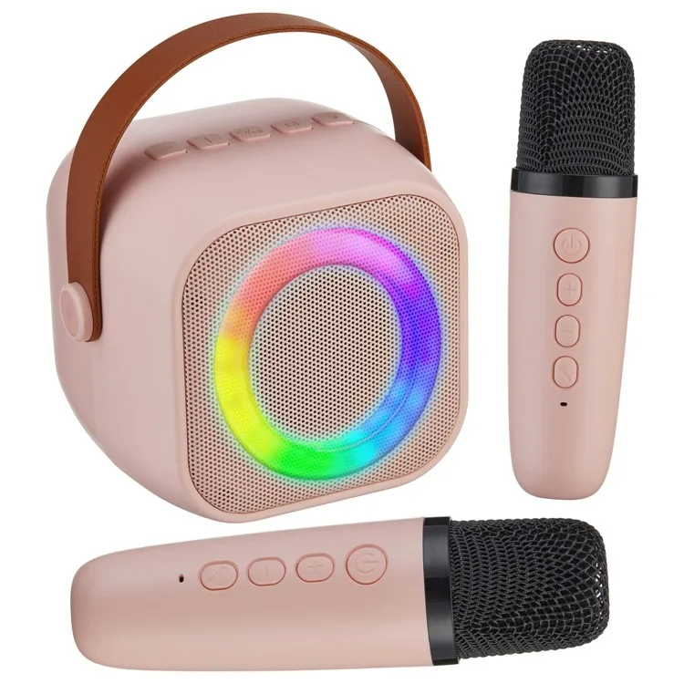 Bluetooth Speaker Karaoke Machine With 2 Microphone RGB Lighting Home KTV Singing Speaker Music Player for Kids Brithday Gifts