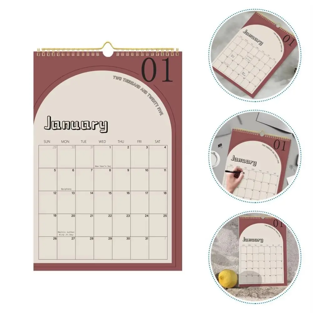 

Creative 2025 Wall Calendar Planner English 18 Months Monthly Wall Calendar with Hanging Hole To Do List Calendar Planner