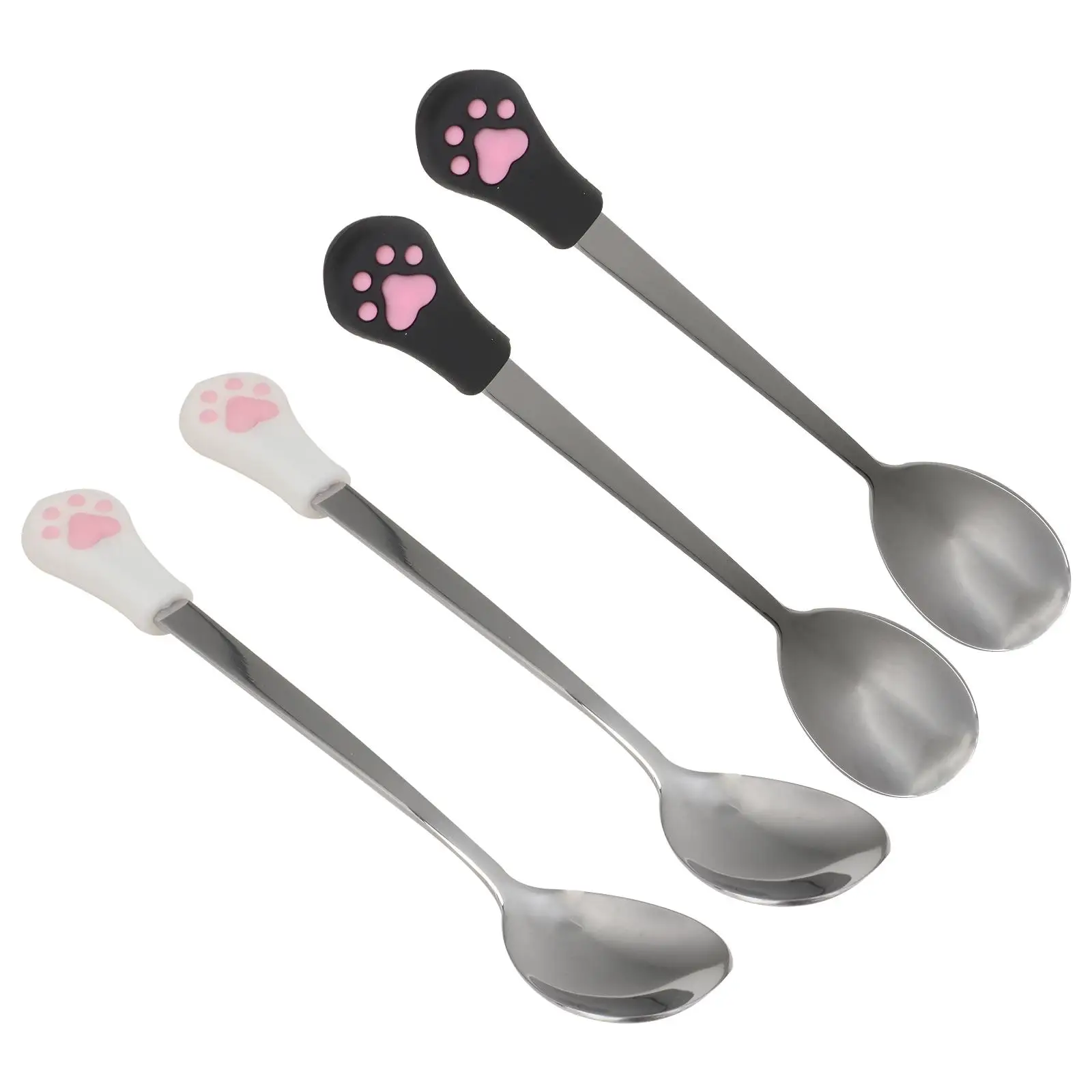 

4 Pcs Pet Food Spoon Stainless Steel Canned Scoop Cat Dog Silicone H le Easy Clean Durable Reusable Kitchen Tool