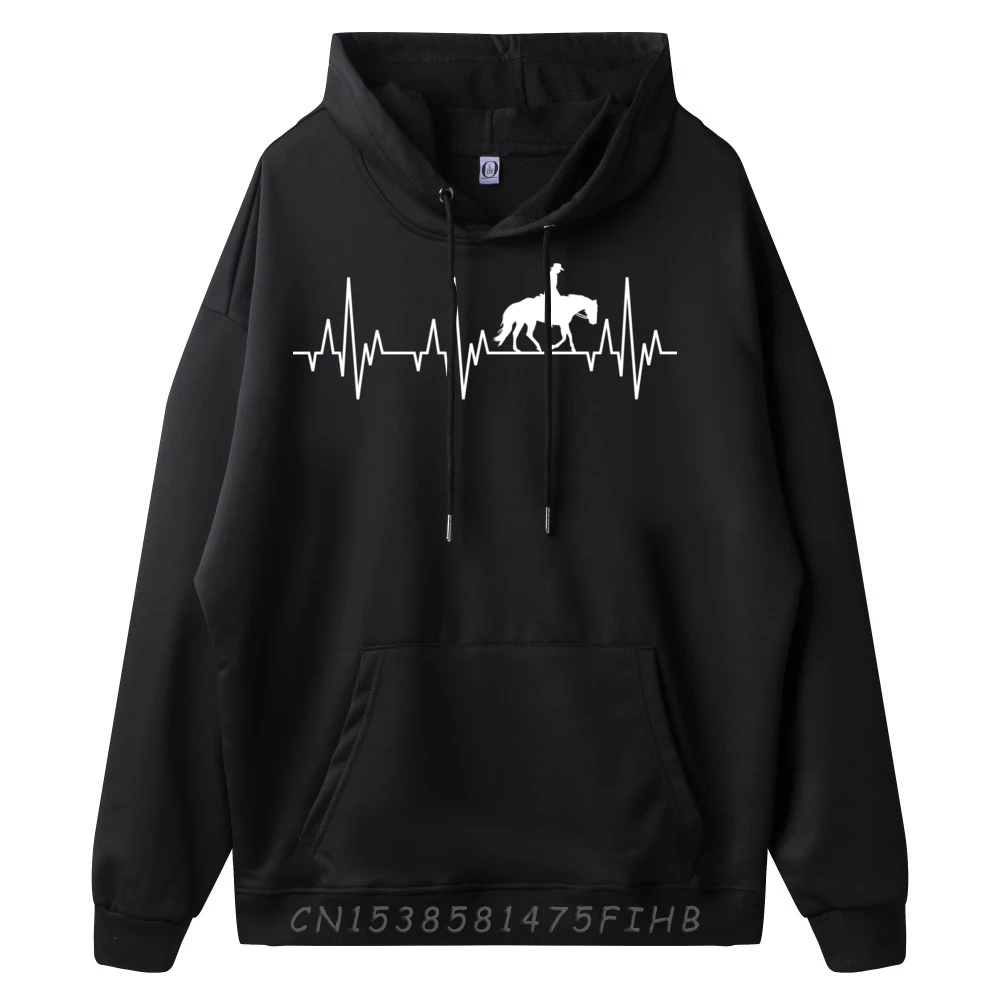 Cowgirl Horse Riding Western Country Horsewoman Heartbeat Printed Hoodie Breathable and sweat-absorbenSweatshirts Korean